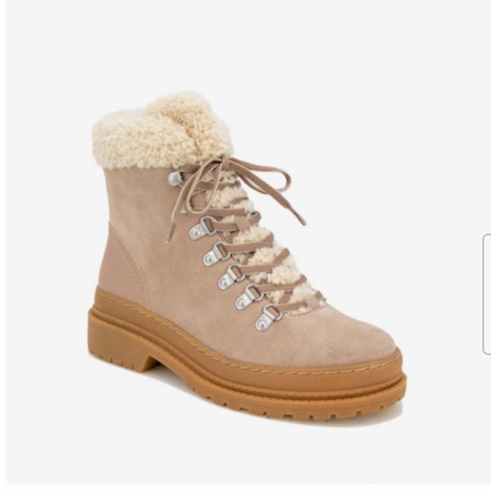 Splendid Yvonne Suede Hiking Boot with Faux Fur Trim